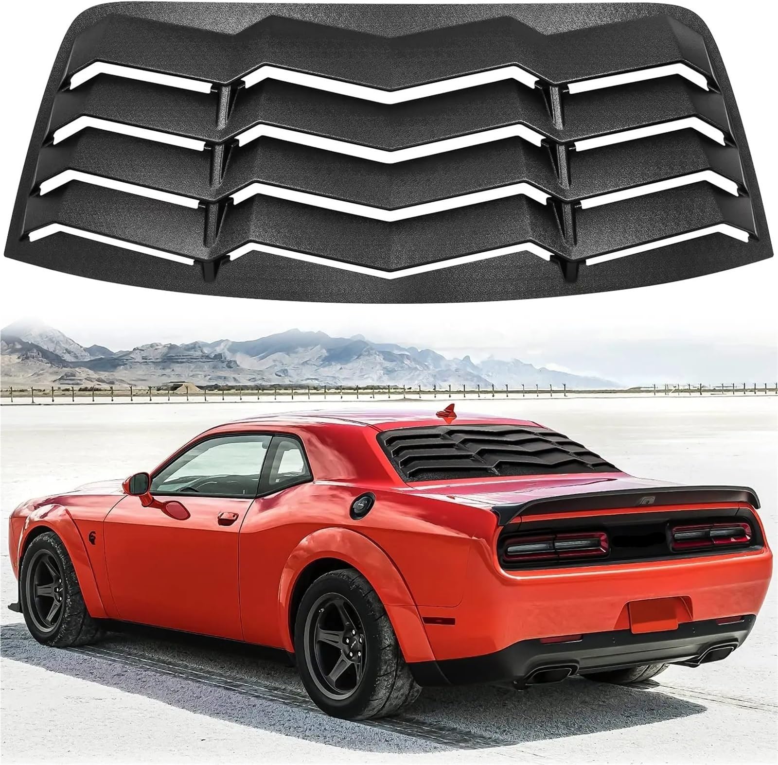 Rear Window Louver Rear Wind-Shield Sun Shade Cover Compatible for Dodge Challenger 2008-2023 in GT Lambo Style ABS