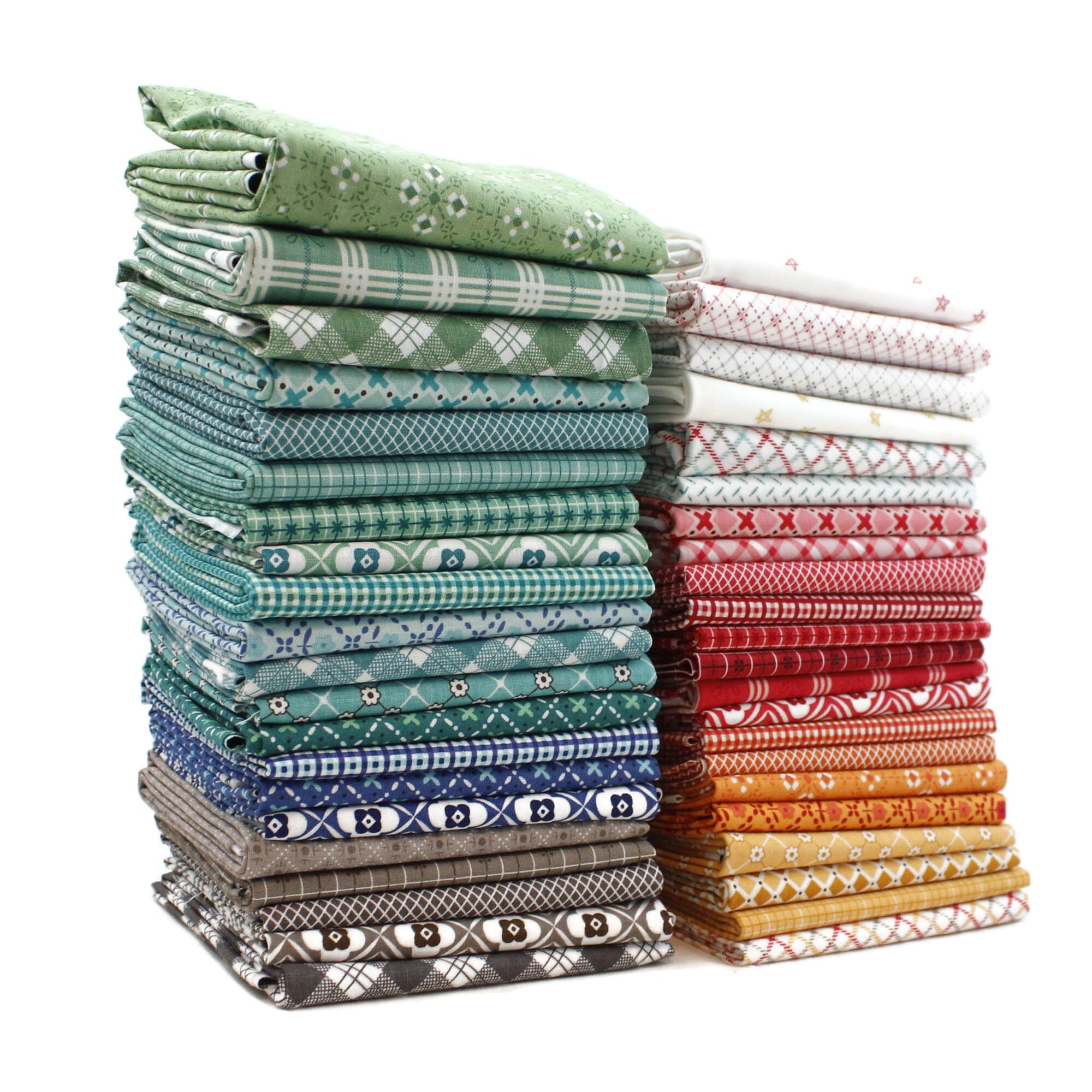 Bee Plaids Fat Eighth Bundle (43 Pieces) by Lori Holt for Riley Blake 9 x 21 inches (22.86 cm x 53.34 cm) Fabric cuts DIY Quilt Fabric