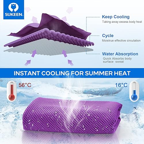 Miniatura 69 de Sukeen Paquete de 4 toallas refrescantes (40 x 12 pulgadas), envolturas refrescantes para el cuello, toalla de hielo, toalla fría suave