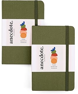ANECDOTE. Small Notebook (2 Pack) - Premium Quality Pocket Journal for Writing Notes - Compact, Durable, Ideal Travel Journal for Notes & Lists - Expand Your Creative Potential! (Olive Green)