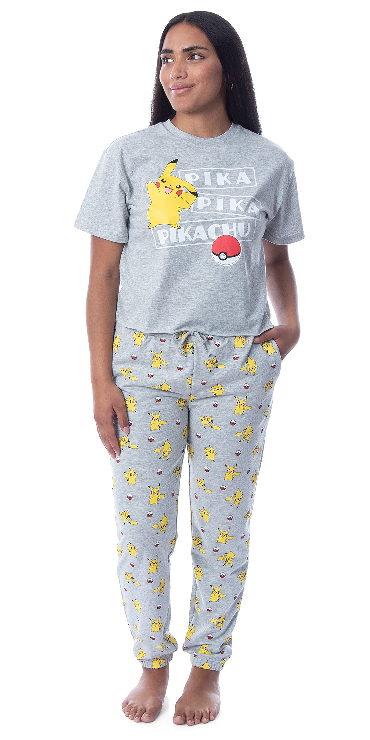Pokemon Womens' Pika Pika Pikachu Poke Ball Sleep Pajama Jogger Set