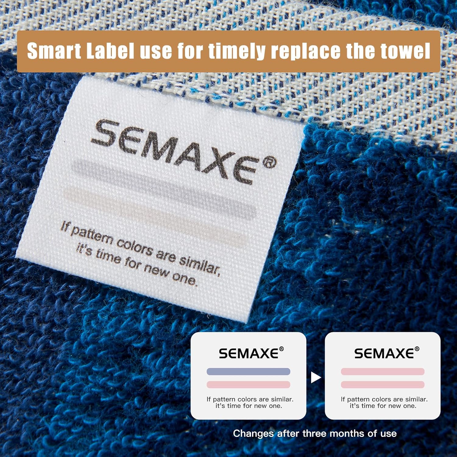 SEMAXE 8 Piece Towel Set and 4 Pack Hand Towels, Blue & Yellow Colored Towel