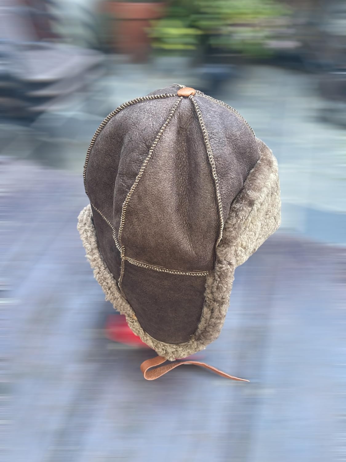 Genuine Sheepskin Leather Aviator Ushanka Trapper Hat – Real Fur Winter Cap with Ear Flaps for Men Women