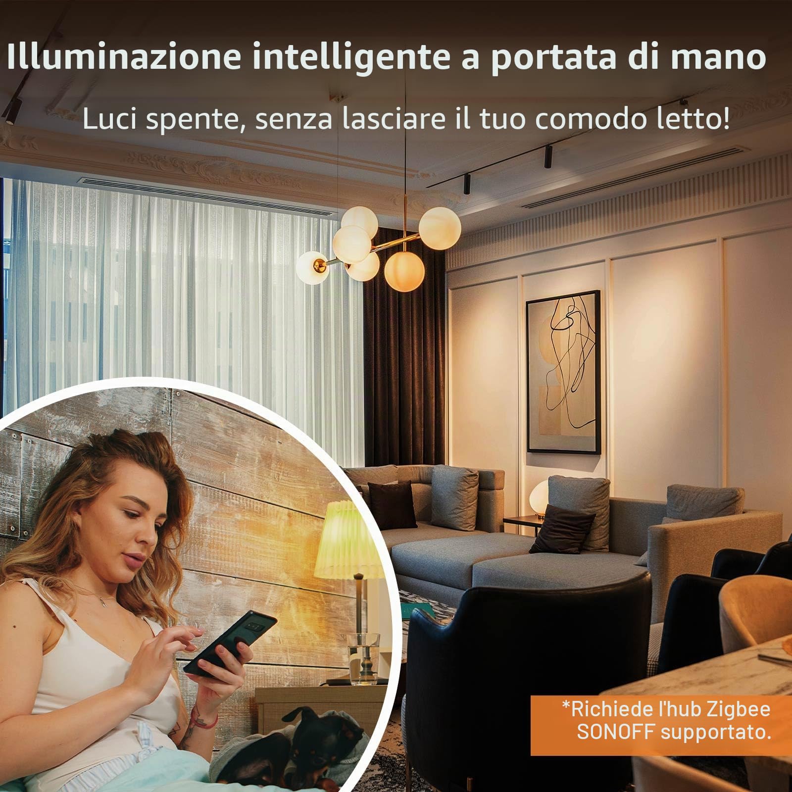 SONOFF Zigbee Interruttore Intelligente ZBM5-2C-120W, Hub Zigbee, Senza Neutro con Neutro, Controllo Vocale con Alexa Google Home