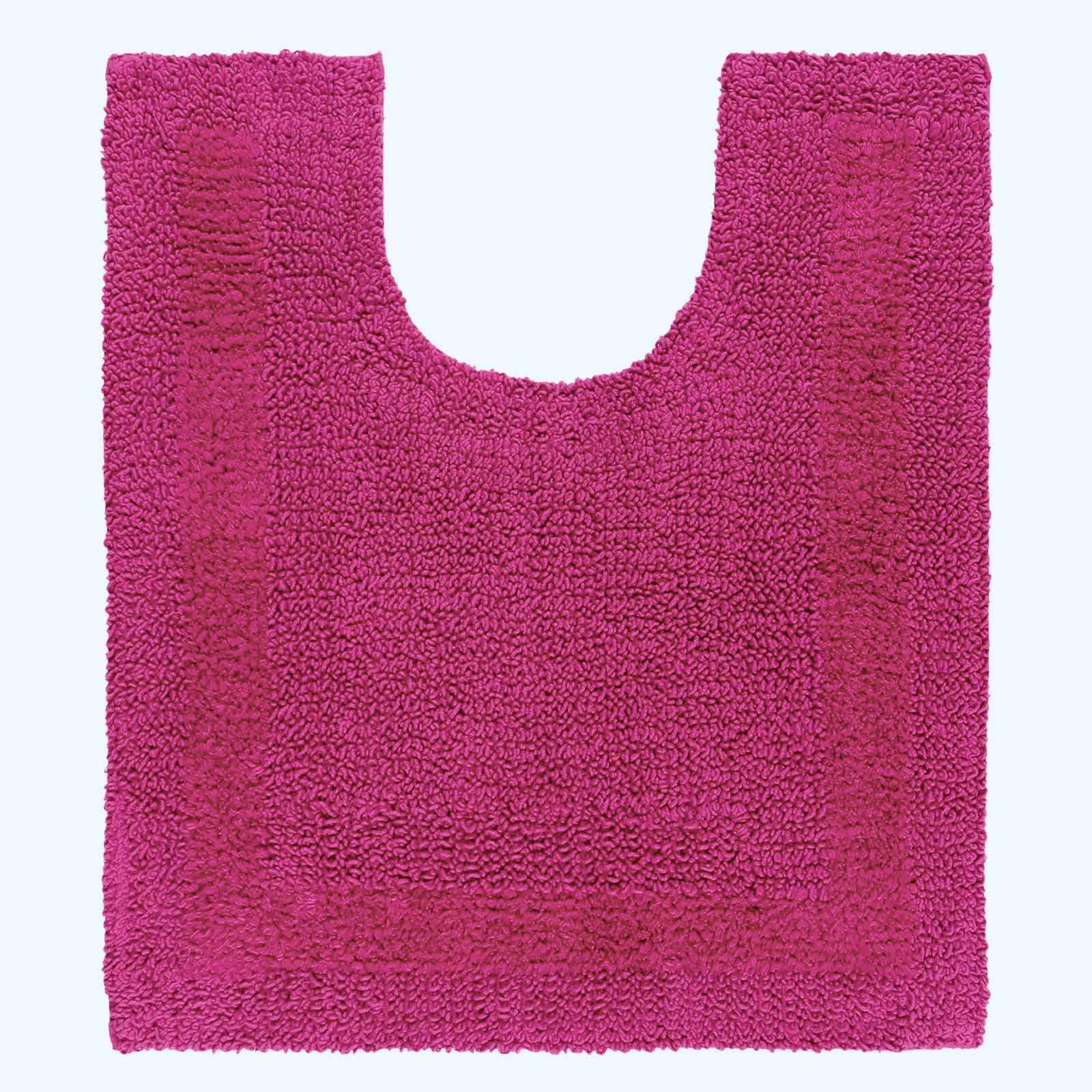 HOMESCAPES Toilet Mat, Luxury 1600gsm Extra Soft 100% Cotton, Reversible Bathroom Mats Non-Slip, Washable, Super Absorbent, Quick-Dry, Raspberry Pink Pedestal Rug for Toilet, 50 x 55 cm