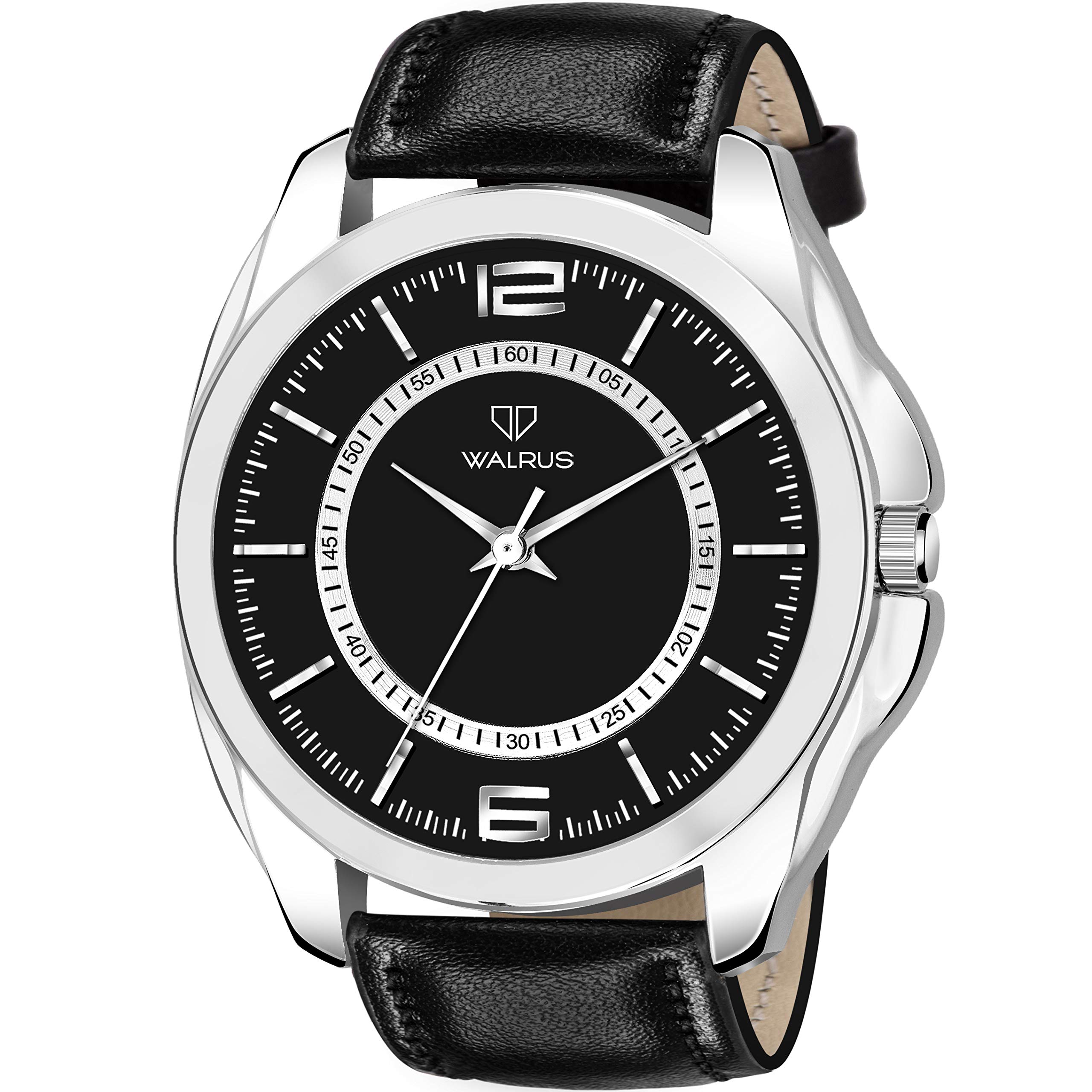Walrus Black Dial Mens Watch - Black Leather Strap, Elegant Analog Design, 46mm - Professional & Casual Use- Old Money Style Mens Wrist Watch for Gift (B08X3H1LBJ) Amazon Price History, Amazon Price Tracker