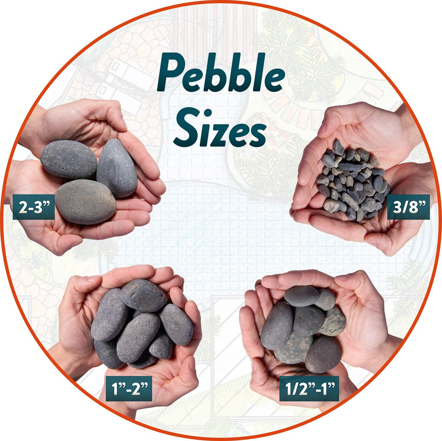 Mexican Beach Pebbles | 20 Pounds of Smooth Unpolished Stones | Hand-Picked, Premium Pebbles for Garden and Landscape Design | Mixed, 1 Inch - 2 Inch