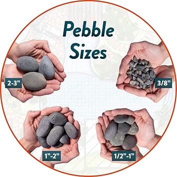 Mexican Beach Pebbles | 20 Pounds of Smooth Unpolished Stones | Hand-Picked, Premium Pebbles for Garden and Landscape Design | Mixed, 2 Inch - 3 Inch