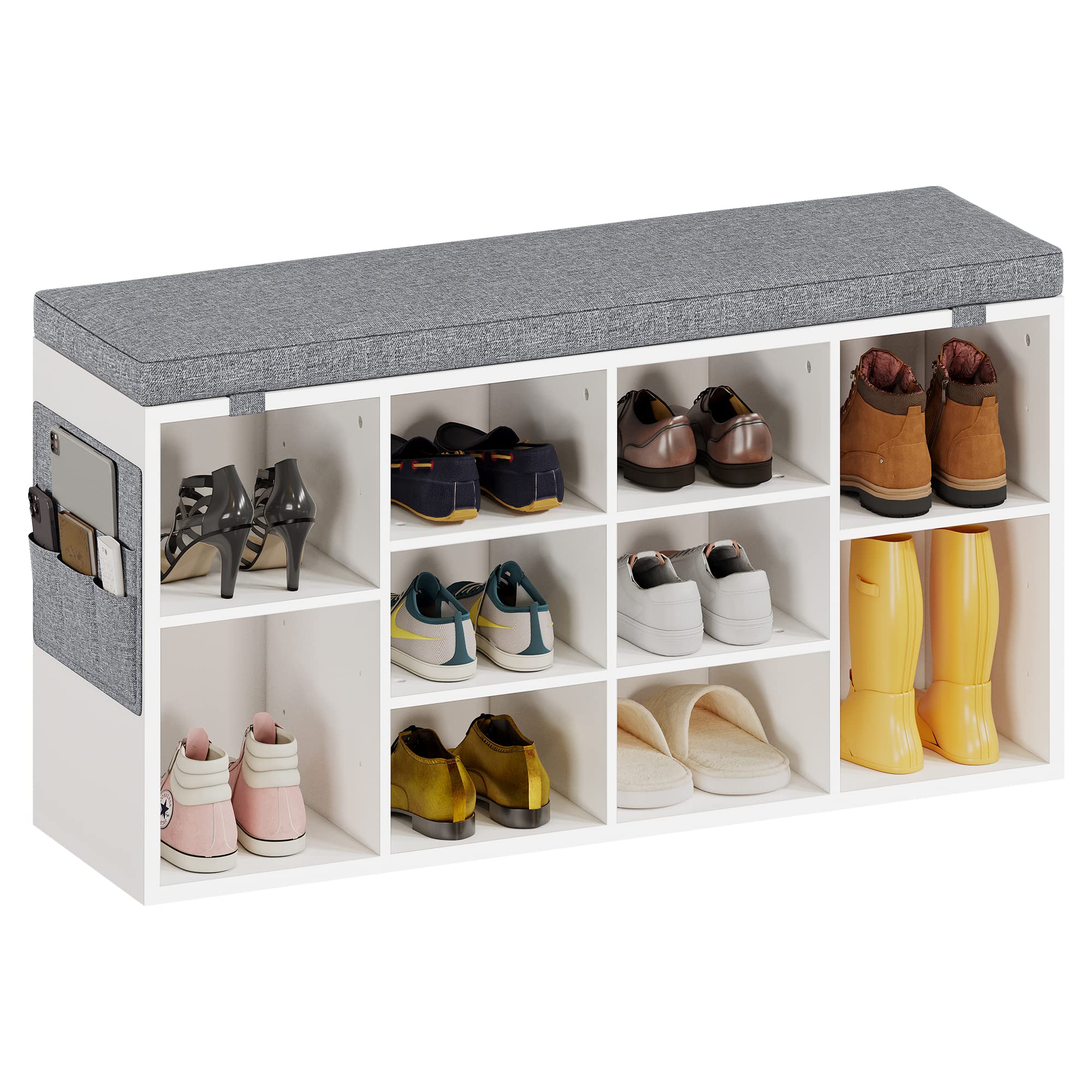 IDEALHOUSE Shoe Bench Entryway with Storage, Shoe Rack Bench with ...