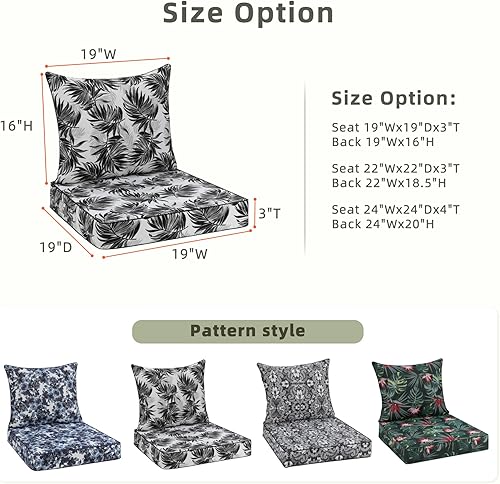 Vista 81 de Favoyard Juego de cojines de asiento para exteriores, 24 x 24 pulgadas, impermeables y resistentes a la decoloración, cojines para muebles de patio