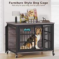 Vista 8 de EasyCom mueble de jaula para perros de 41"/33"/27" con etiqueta de nombre, perrera para perros de interior resistente para perros medianos, jaula