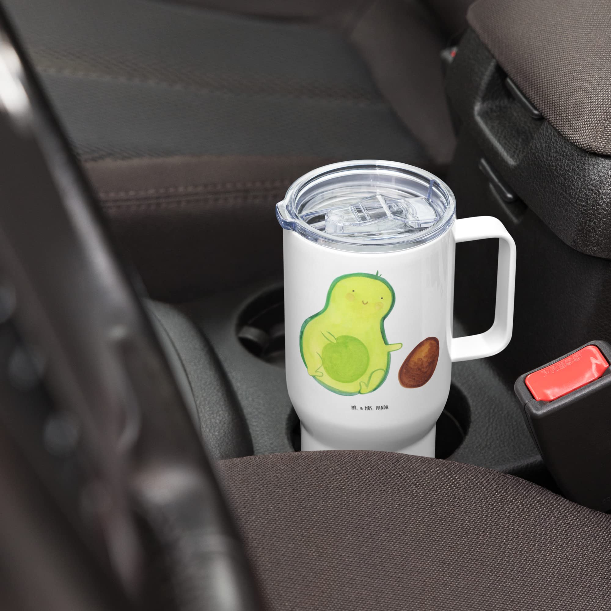 Mr. & Mrs. Panda thermosbecher Avocado Kern rollt - Geschenk, Mehrweg-Kaffeebecher, Kaffee-to-go-Becher, Liebe, Geburt, To-Go-Becher, glücklich, Schwangerschaft, Thermobecher, Baby, Isolierbecher