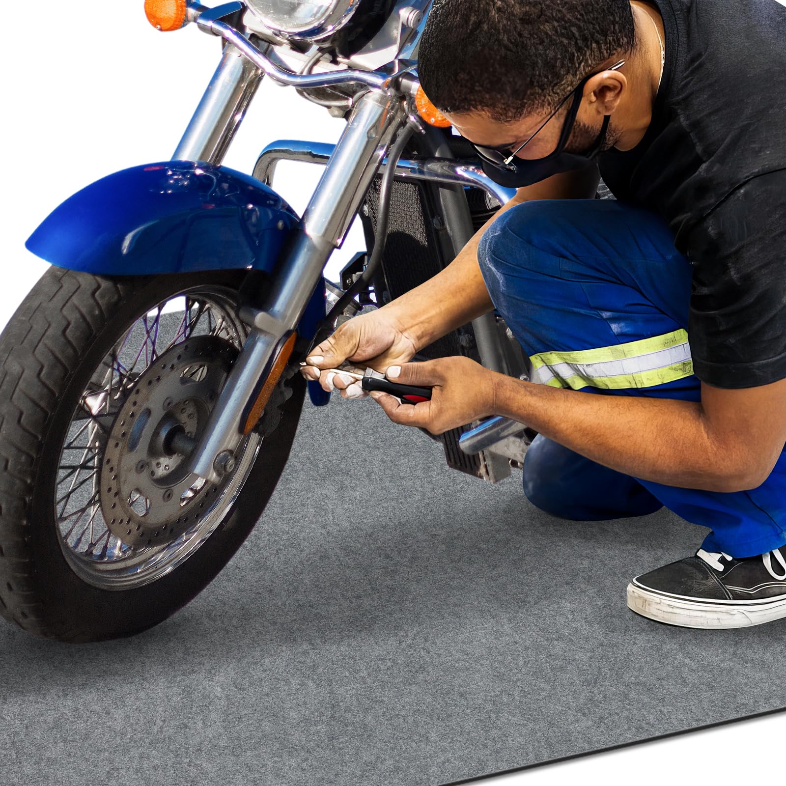Tapete de garaje de 72 x 60 pulgadas, tapete absorbente para derrames de aceite, tapete de piso para carritos de golf, motocicletas, protege el piso del garaje y la tienda, absorbente y fugas de