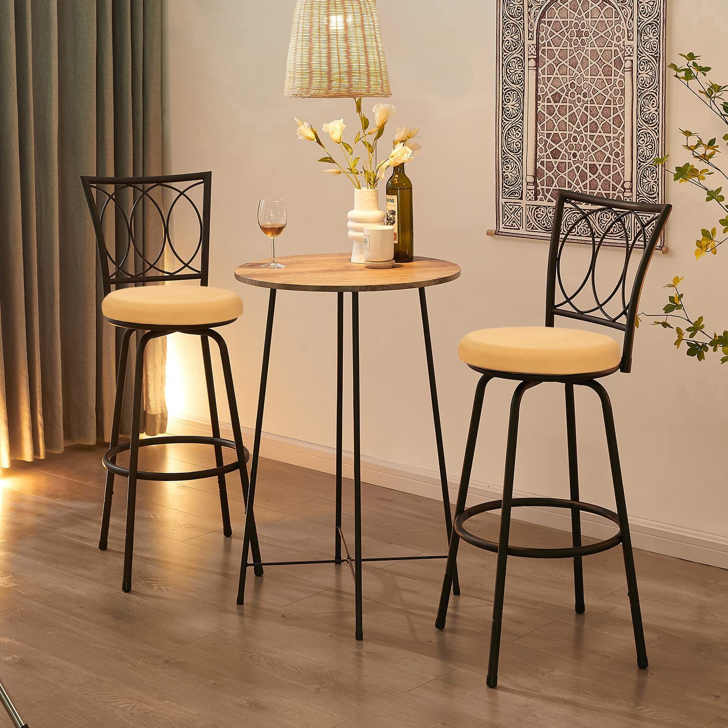 Deisy Dee 4 coprisedili rotondi per sgabelli da bar, elasticizzati, per sedie rotonde da 33-40 cm (oro)