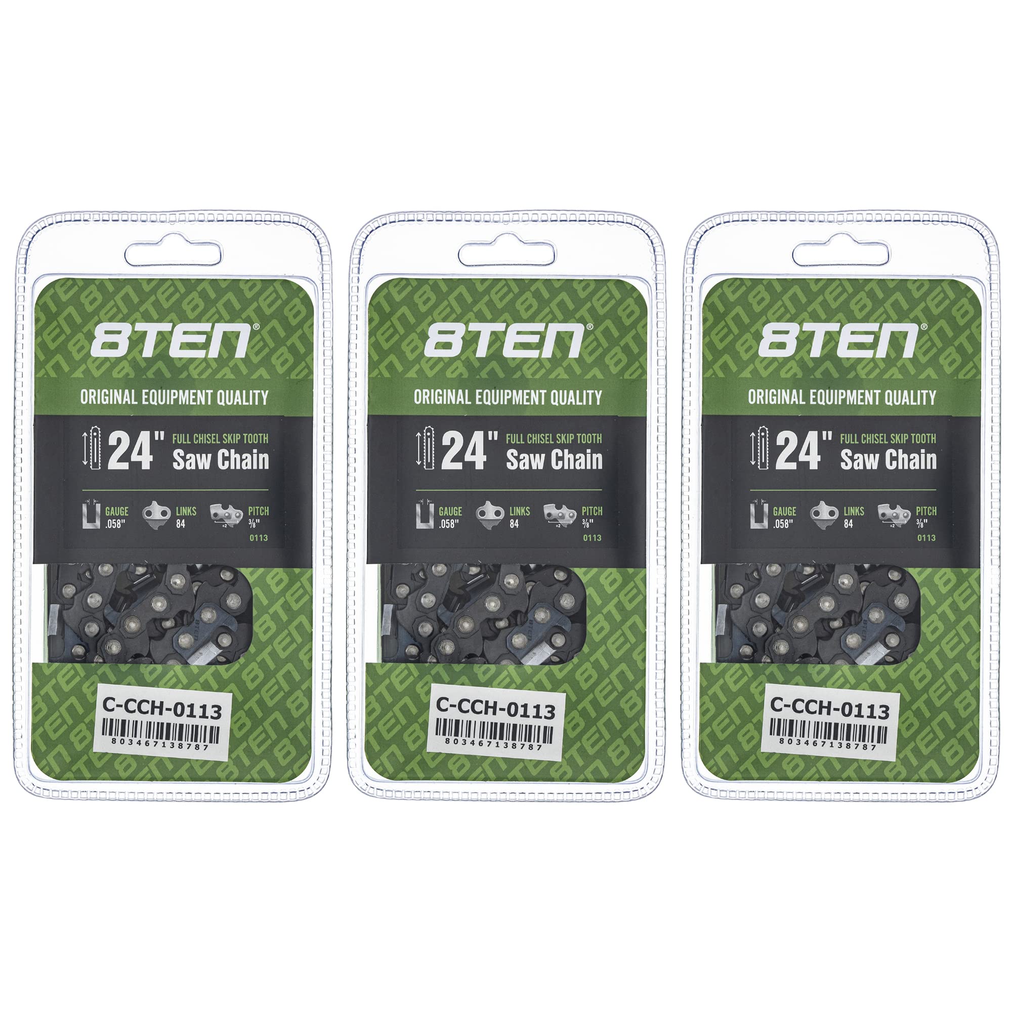 Amazon.com: 8TEN Full Chisel Skip Tooth Chainsaw Chain 24 Inch