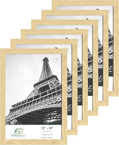 Vista 122 de FrameWorks Marco para póster de madera de 18 x 24 pulgadas, marcos clásicos de color negro mate con vidrio acrílico inastillable, fotos, pósters