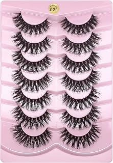 7 Pairs False Eyelashes, Russian Strip Lashes, Fake Eyelashes D Curly Natural Wispy Fluffy, 3D Effect Strips Russian Eye Lashes for Women Girls Gifts Party (Extended Style)
