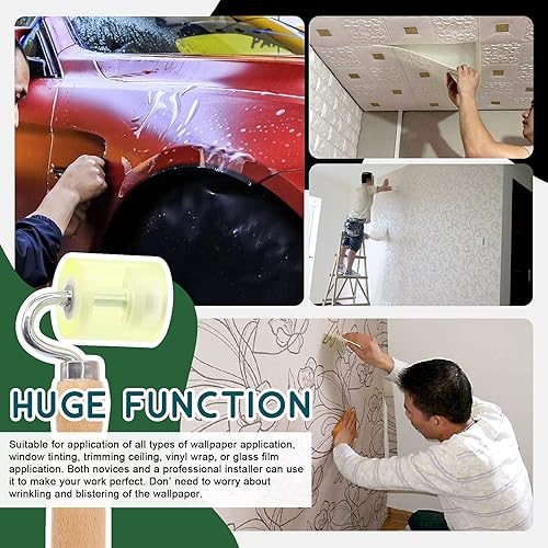 Miniatura 7 de Keadic 15 piezas juego de herramientas de alisado de papel pintado incluye rodillo de costura cuchillo con 9 cuchillas de repuesto raspadores de