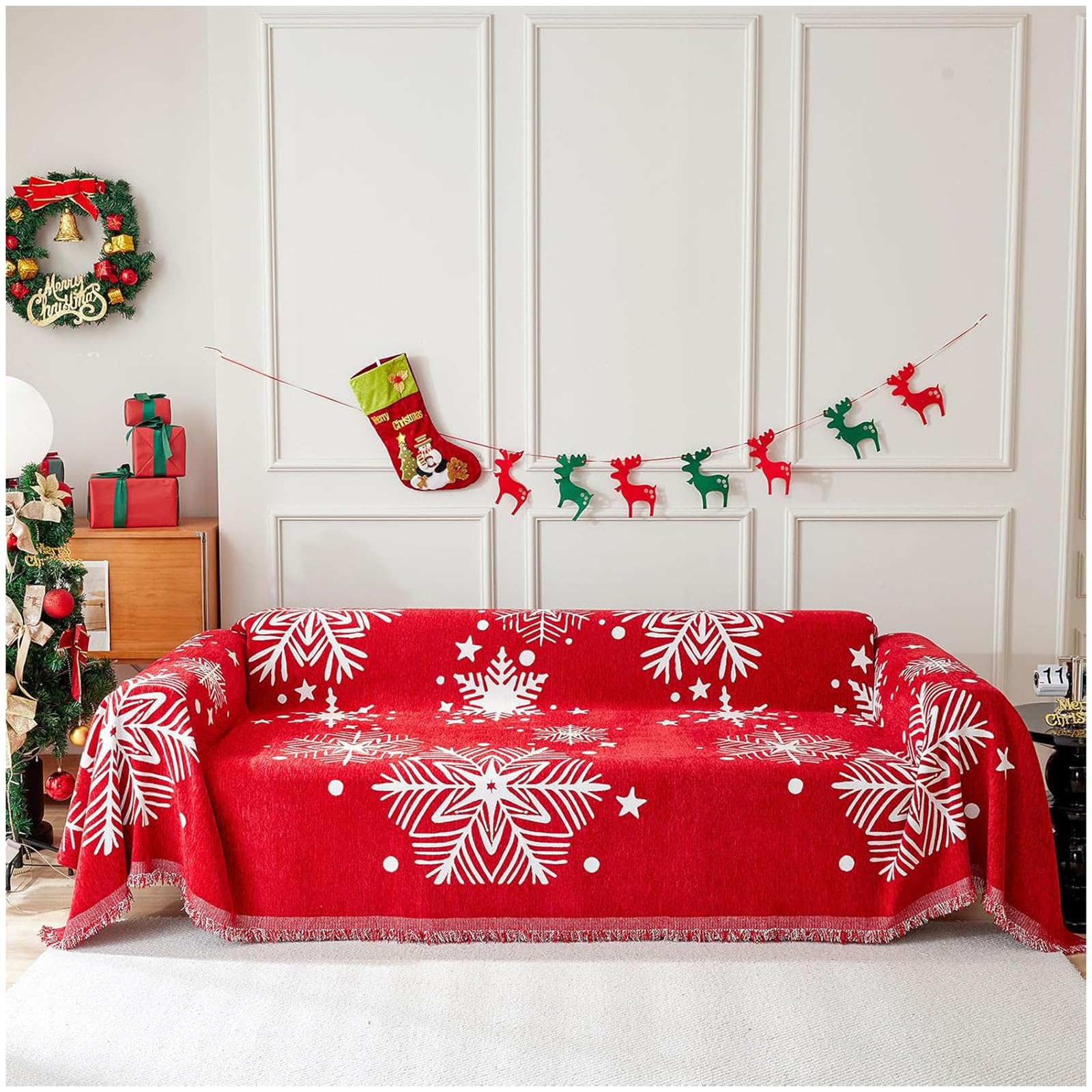 BDMFJY Christmas Throw for Sofa Large 1/2/3/4 Seater, Merry Christmas Soft Throw Blanket Sofa Multifunctional Blanket Throw Blanket for Chair Settees Couch Sofa Bed,C,180x230cm