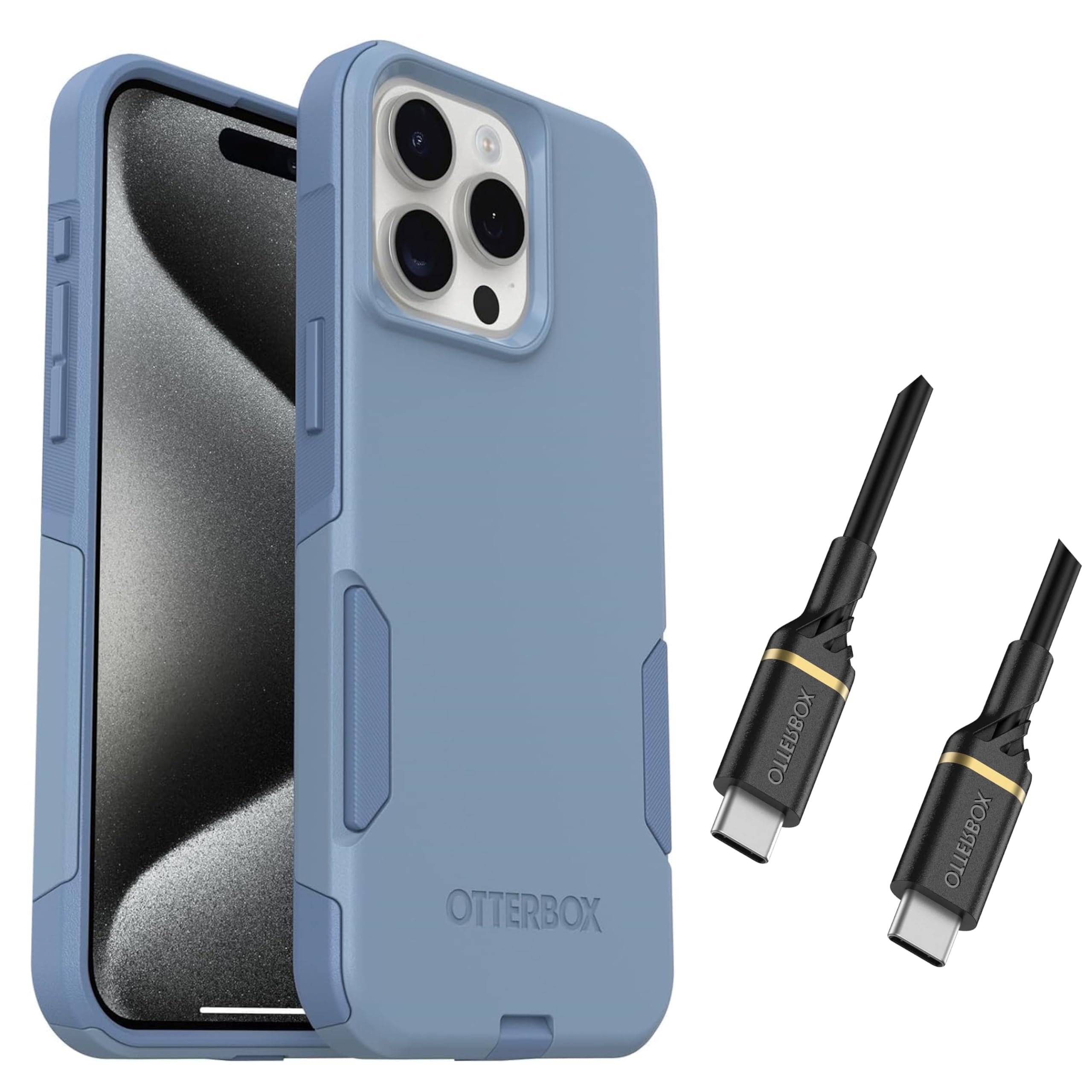 Coque iPhone 15 Pro Max OtterBox Commuter double couche bleu denim