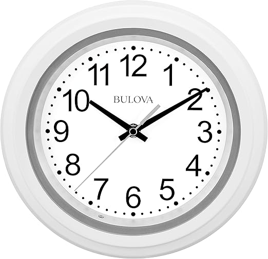 Bulova C4865 Night Vision Lighted Dial Wall Clock, 10", White Amazon