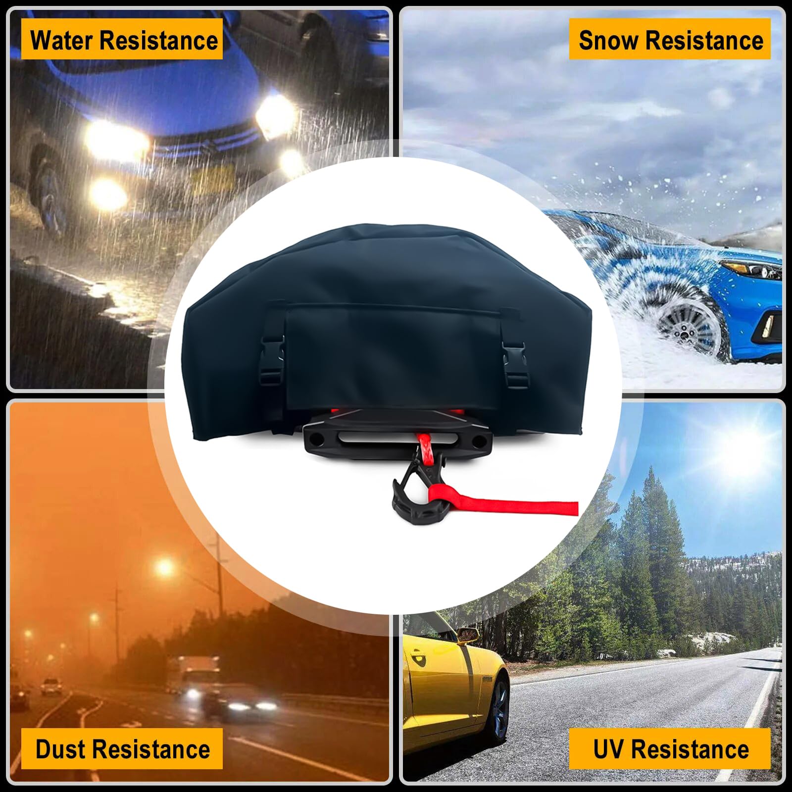 Housse de protection pour treuil robuste 900D imperméable aux UV - Accessoires de treuil intérieur/extérieur - Résistante aux intempéries et à la poussière - Pour treuils électriques jusqu'à 3,6 à 7,9