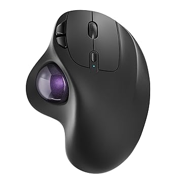 Wireless Trackball Mouse, Rechargeable Ergonomic Mouse, Easy Thumb Control, Precise & Smooth Tracking, 3 Device Connection (Bluetooth or USB), Compatible for PC, Laptop, iPad, Mac, Windows, Android