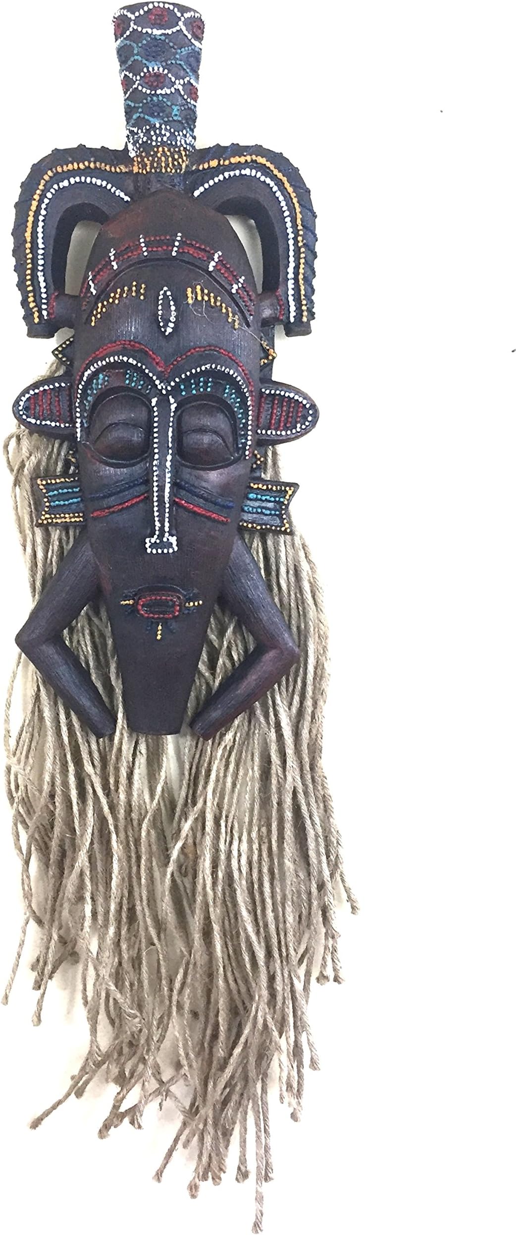 OMA African Tribal Mask Wall Hanging Fortune & Luck Tiki God - Embellished With Stones BRAND (Peace & Blessing)