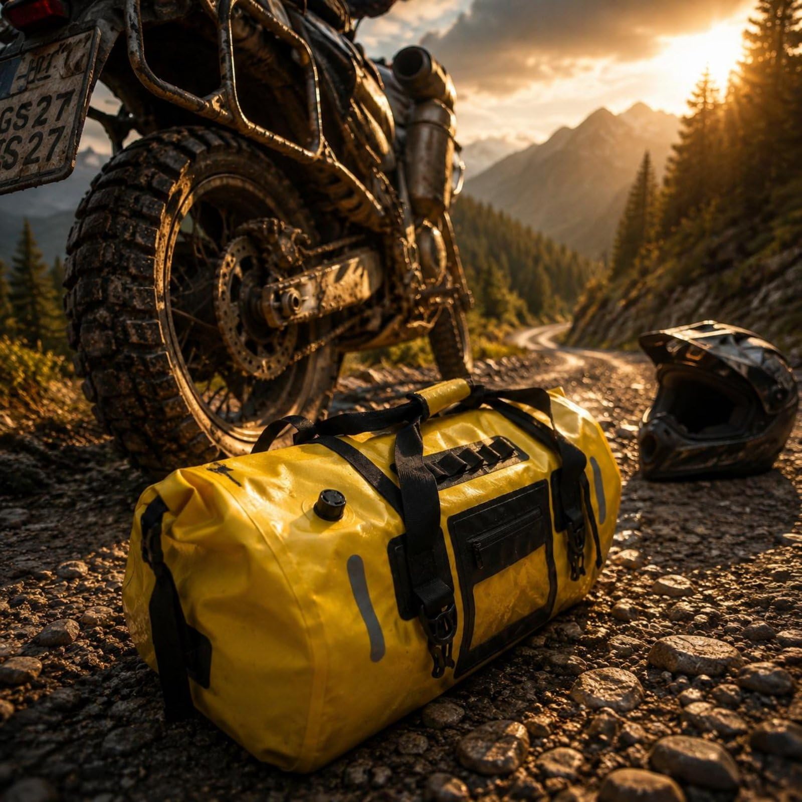Baoblaze Borsa Posteriore Impermeabile Borsa Coda Borsone Sacca Viaggio in PVC 500D con Maniglia Punti di Fissaggio E Valvola Adatta a Viaggi Escursioni, Giallo, Giallo, 66L
