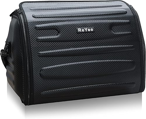 Organizador de maletero de cuero con tapa, bolsa de cola de motocicleta, organizador de almacenamiento plegable para maletero de automóvil,