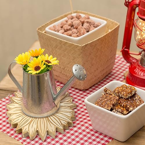 Miniatura 4 de 2 salvamanteles de madera de girasol para platos calientes, antideslizantes, resistentes al calor, salvamanteles de madera para mesa y encimera de