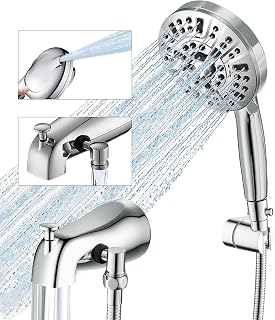 SUBEIXI Tub Spout with Diverter, Chrome High Pressure 10 Mode Handheld Shower Sprayer, Bathtub Faucet with Sprayer