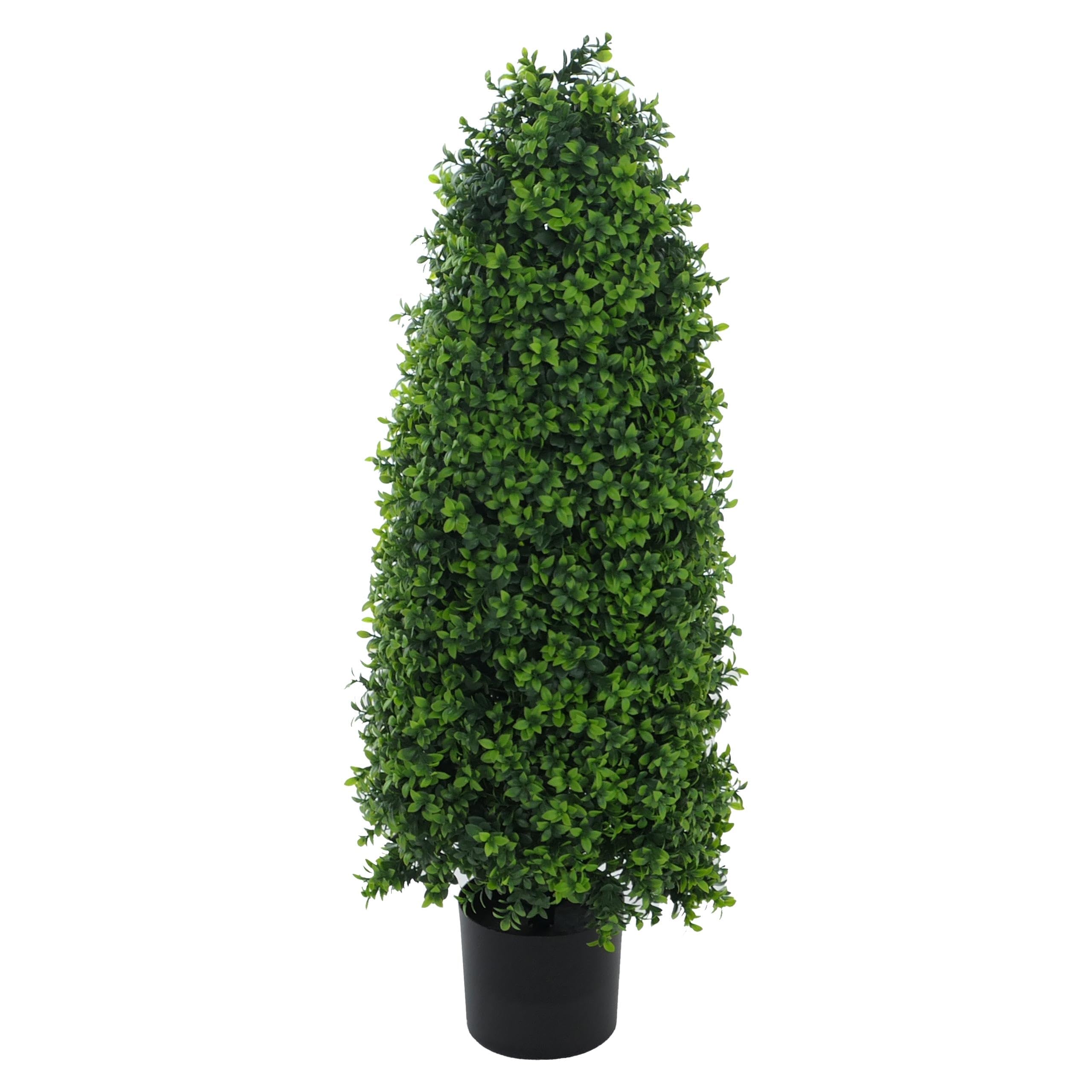 Mendler Künstlicher Buchsbaum HWC-Q89 90x35x35cm | Buchs, Buxus, im Topf, Dekobaum, Kunstpflanze, Kegel, naturgetreu immergrün Outdoor