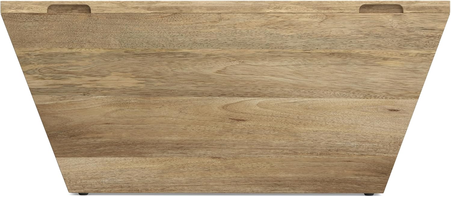 SIMPLIHOME Abba 36-inch Wide Solid Mango Modern Lift Top Square Coffee Table with Dual Lift Panels and 2 Storage Compartments in Natural for Living Room