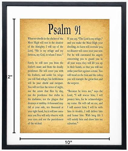 Miniatura 6 de Póster enmarcado del Salmo 91 con impresión del Salmo 91, arte de pared cristiano, póster de regalo religioso Salmo 91, versículo de la Biblia,