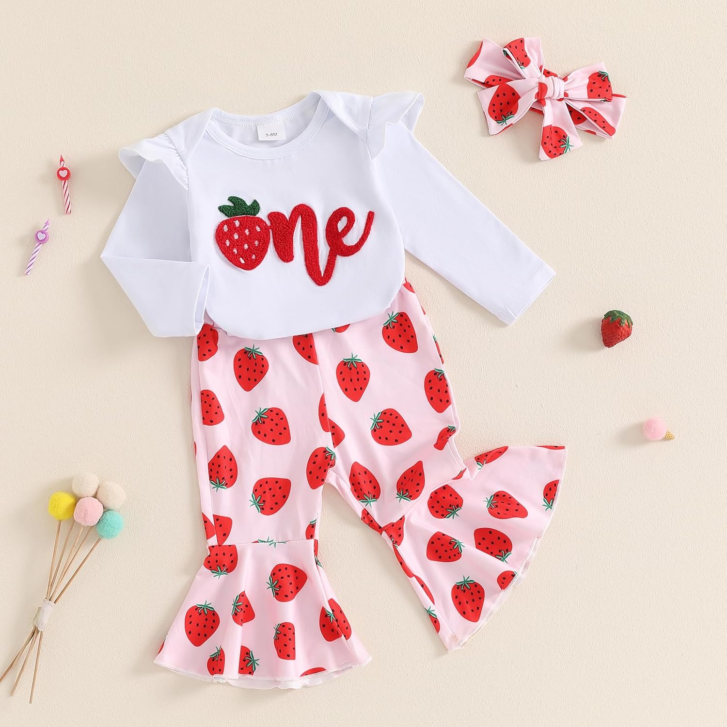 1st 2nd Birthday Outfit Girl Infant Summer Clothes Letter Bow Print Short Sleeve Romper Flare Pants Headband Set - Image 7