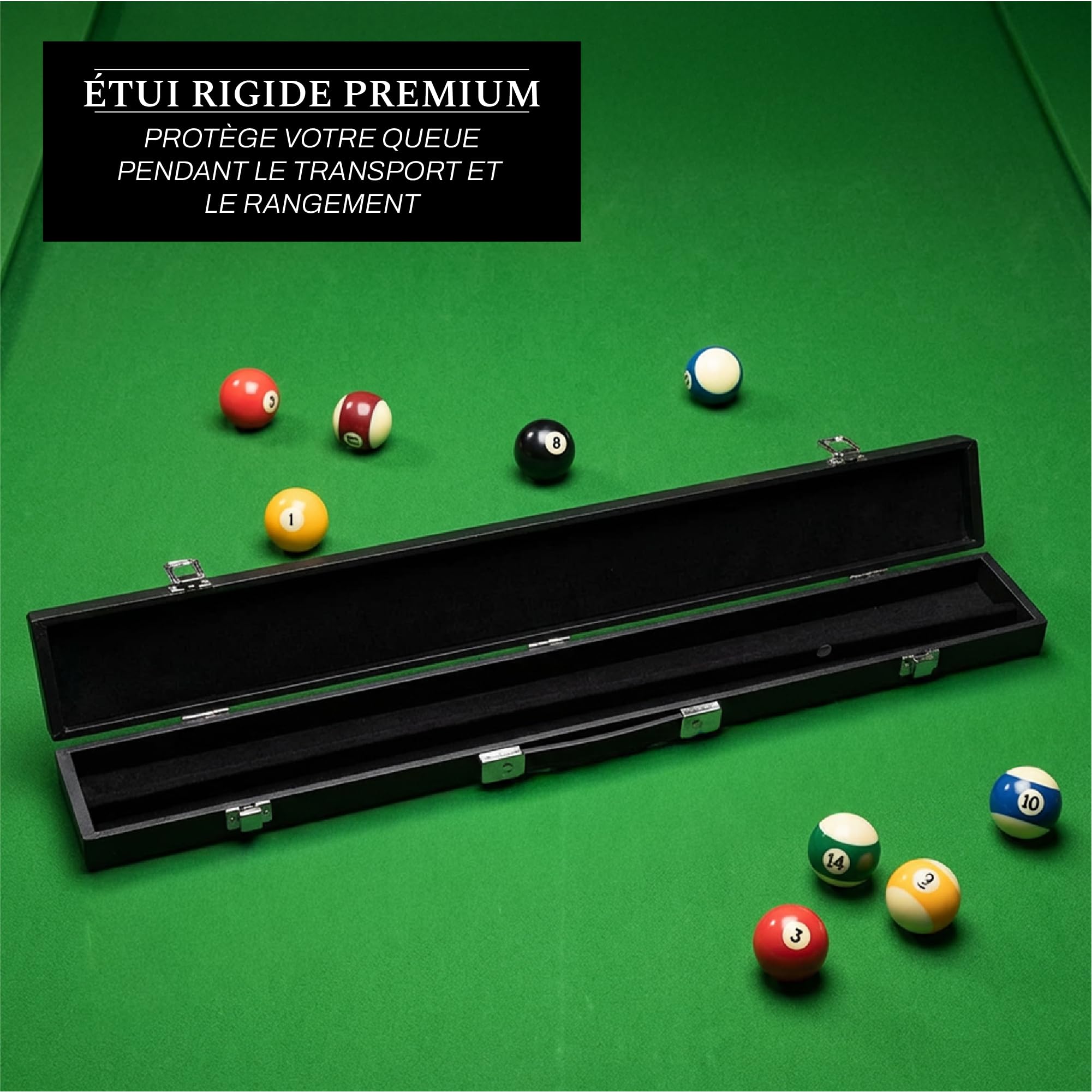 BCE Christophe Lambert Queue de Billard 8 Ball avec étui Unisexe, Noir/Bois Naturel, 57" (145cm)