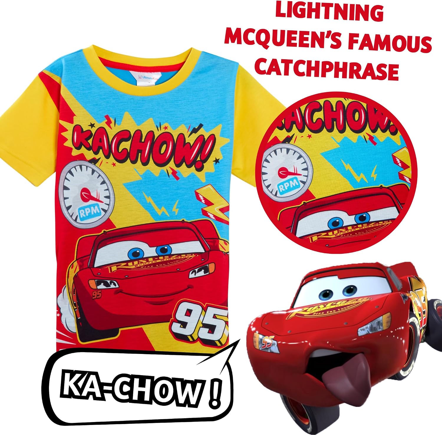 Disney Boys 3 Pack Cars T-Shirts Lightning McQueen Dress Up Top Short Summer Tees