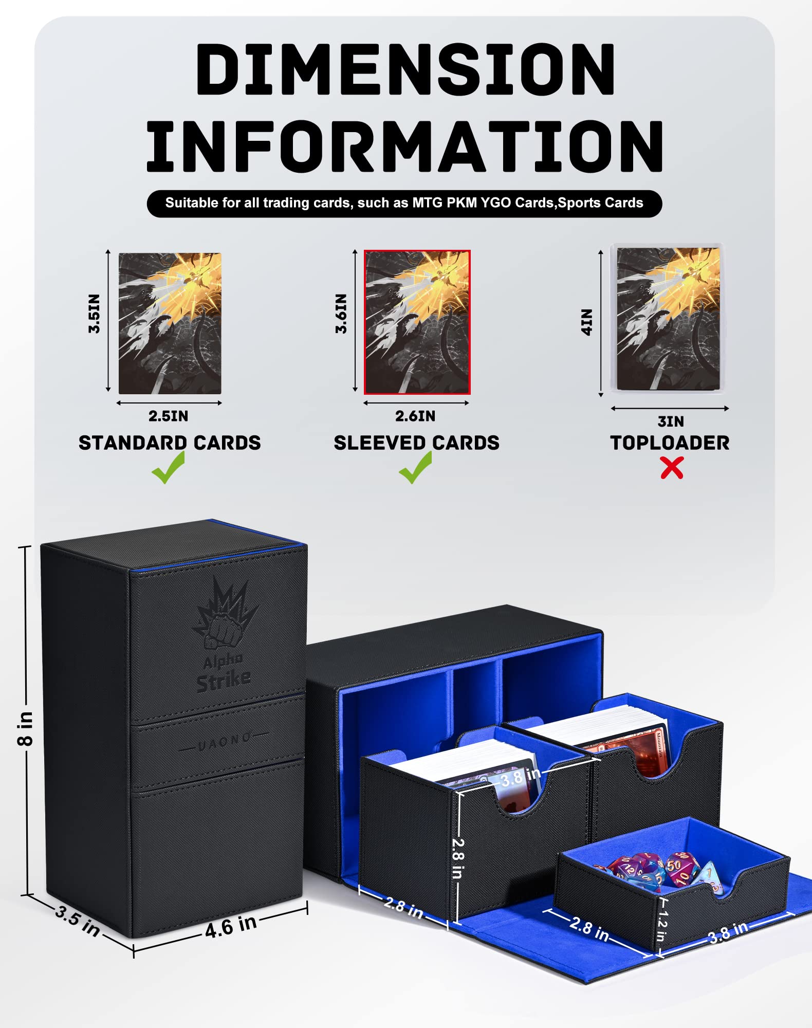 Boîte De Rangement UAONO Pour Cartes Magic Commander | Étui 100+ Cartes Noir Et Vert | Protection Premium