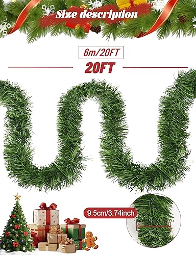 Miniatura 3 de Guirnalda de Navidad artificial de 20 pies  Verde suave vid verde para decoración del hogar, fiesta de boda, decoración del hogar, decoración