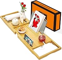 Vista 7 de Bandeja de bañera de alta calidad – Bandejas de baño de madera de bambú expandibles para bañera – Bandeja de mesa de bañera para bañera/bañera