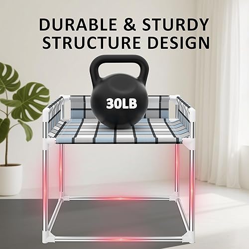 Miniatura 5 de Cama para mascotas y gatos con ventana de noche, cama para perros con extensión de barandilla unida a la cama humana, altura elevada, percha para