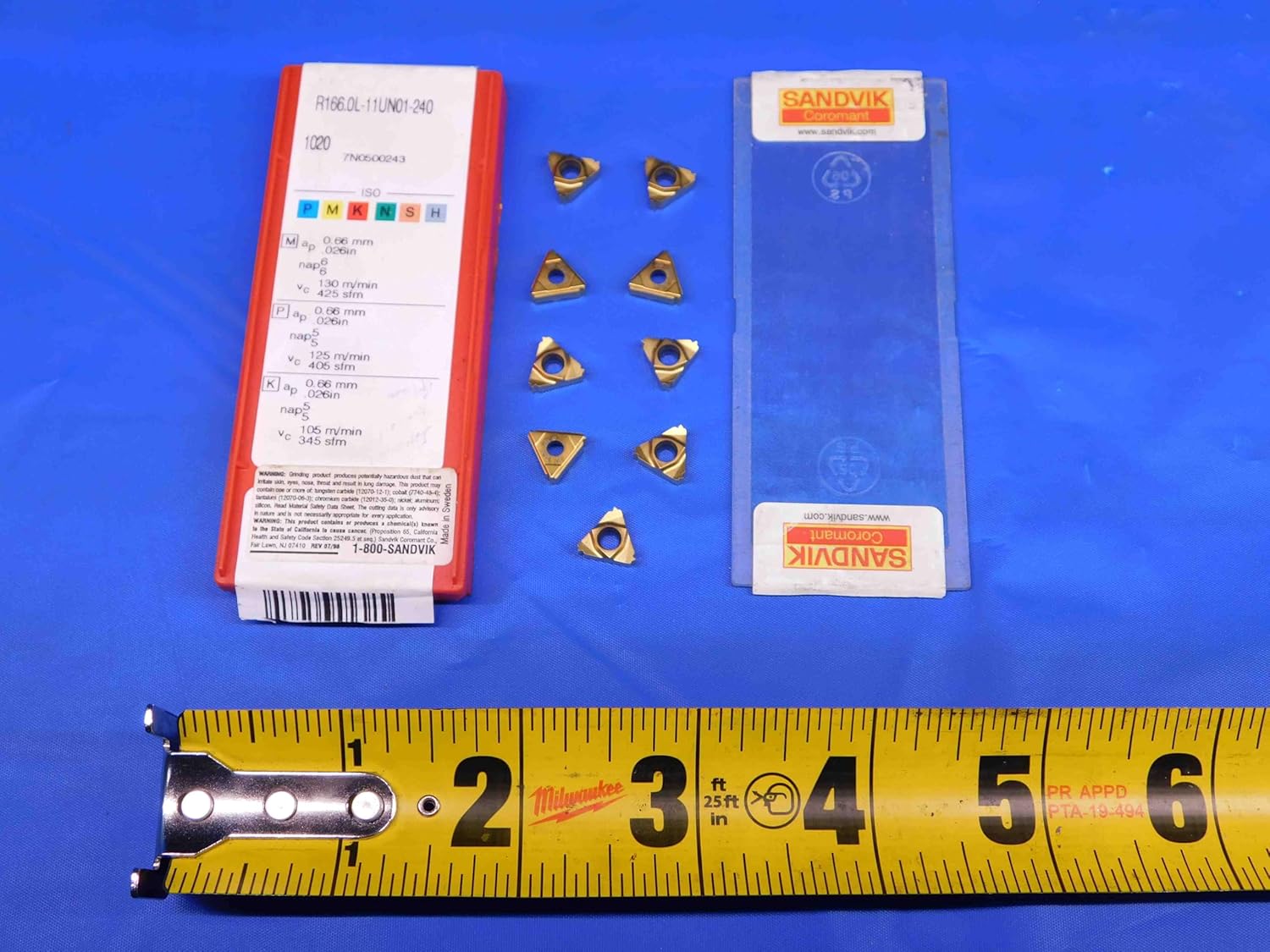 M & J Tooling LLC 9pcs New SANDVIK R166.0L-11UN01-240 1020 TiN Coated Carbide Threading Inserts - BR5074TBB1