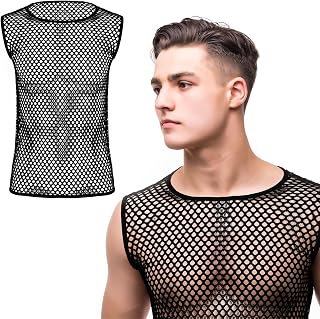Boyiee Herren Netz Tank Top Netzhemd Transparent Ärmellos Muskel Shirt