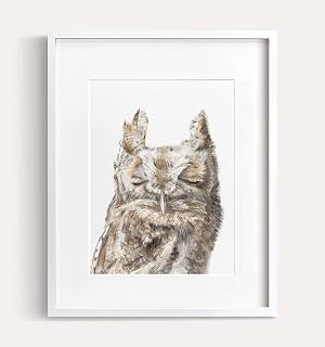Triple Studio Barn Owl Art Print, Woodland Forest Animal, Bird Wall Decor, Original Watercolor Painting, UNFRAMED, Signed by Artist