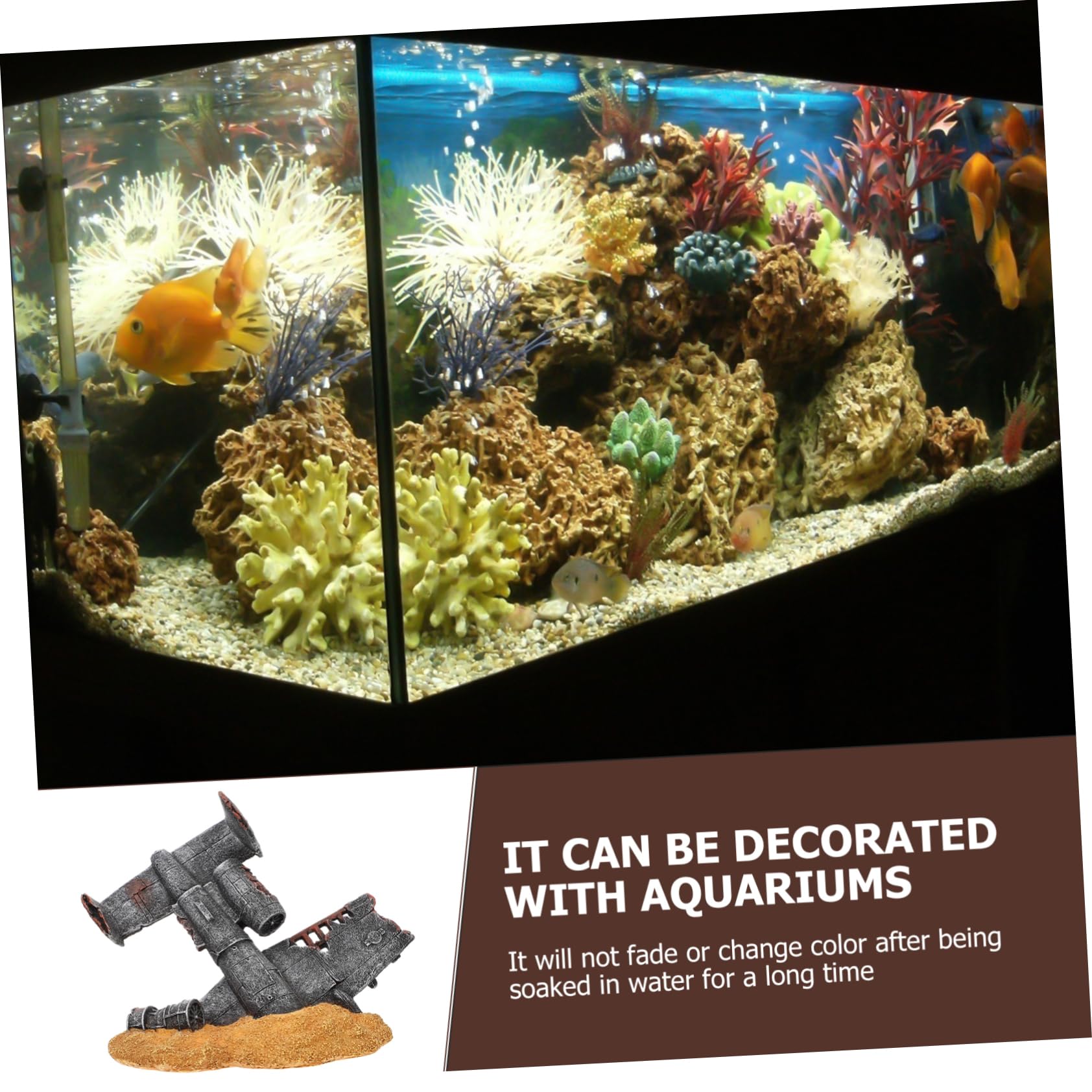 Happyyami Adorno De Acuario De Naufragio Decoración Lifelike para Peceras Accesorio De Escenografía para Tanques De Peces y Decoración De Oficina