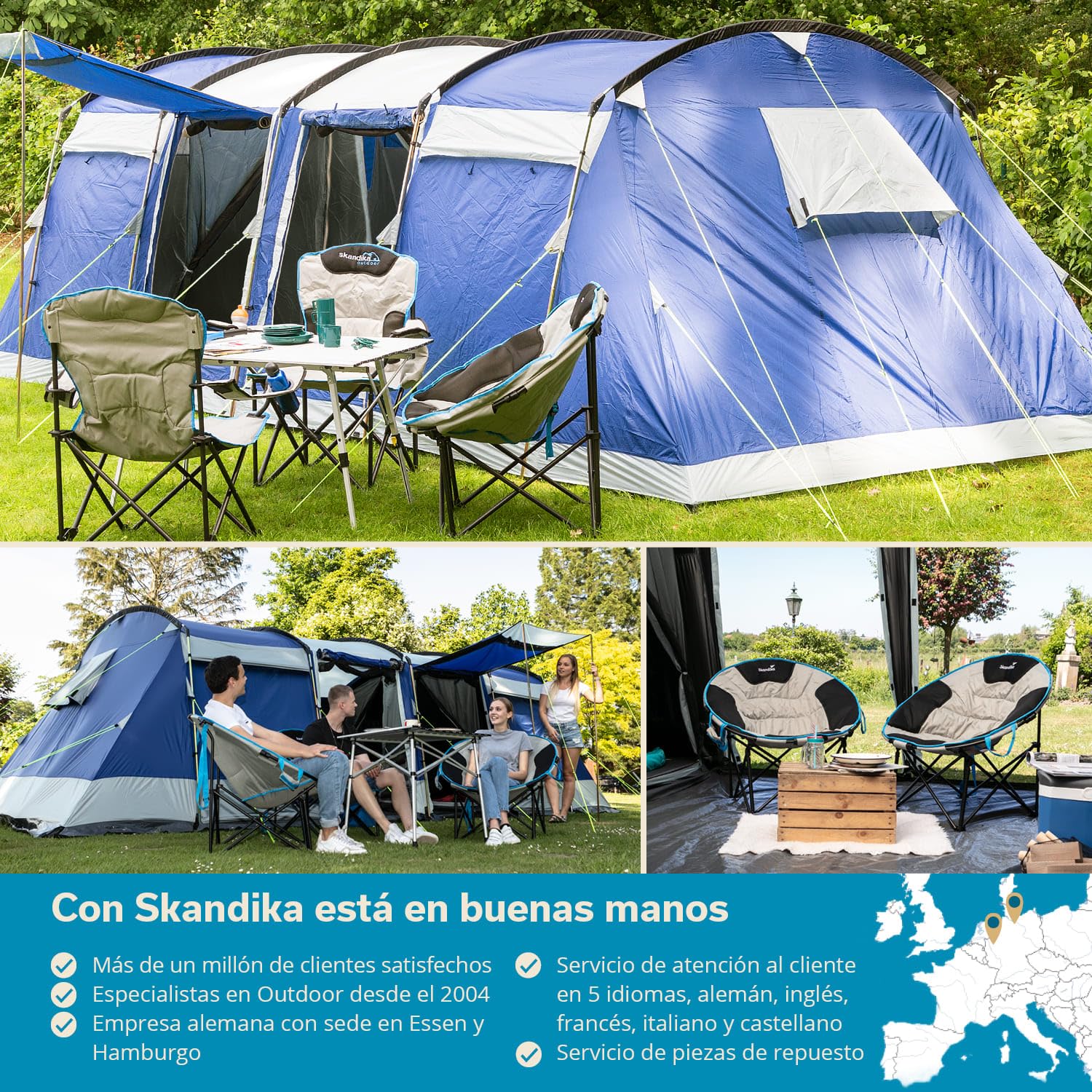 Skandika Montana 8/10/12/14 Sleeper/Sleeper Protect - Tienda campaña Familiar - cabinas oscuras - Columna de Agua de 5.000 mm