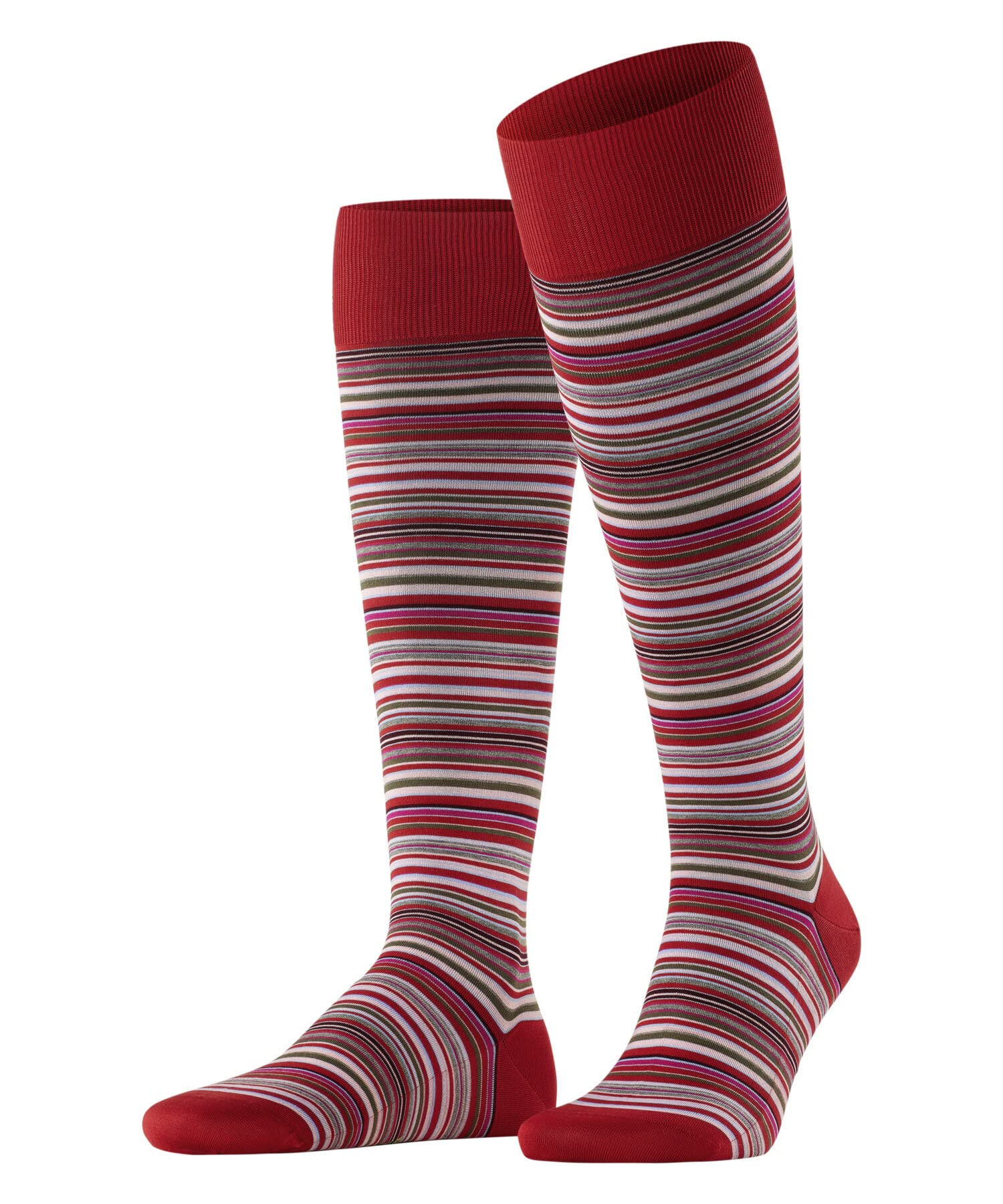Falke Men's Red 8229 Microblock M Kh Cotton Long Patterned 1 Pair Knee-High Socks, 8.5-9.5