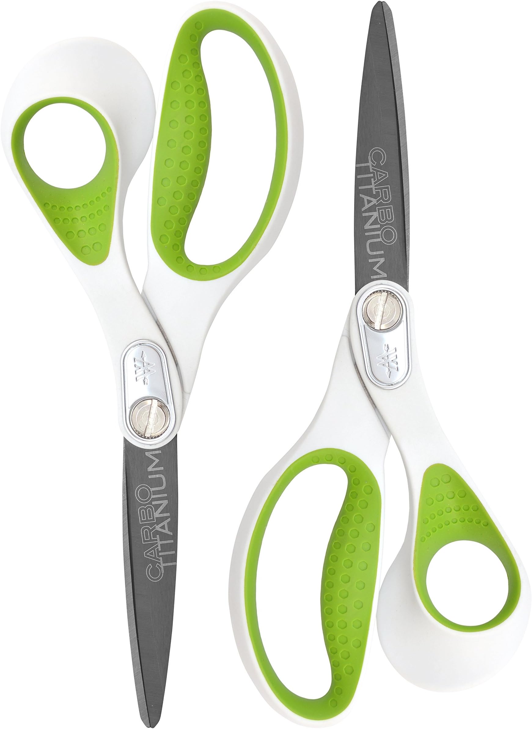 16926 8-Inch Heavy-Duty CarboTitanium Scissors for Office and Home, Green/White, 2 Pack