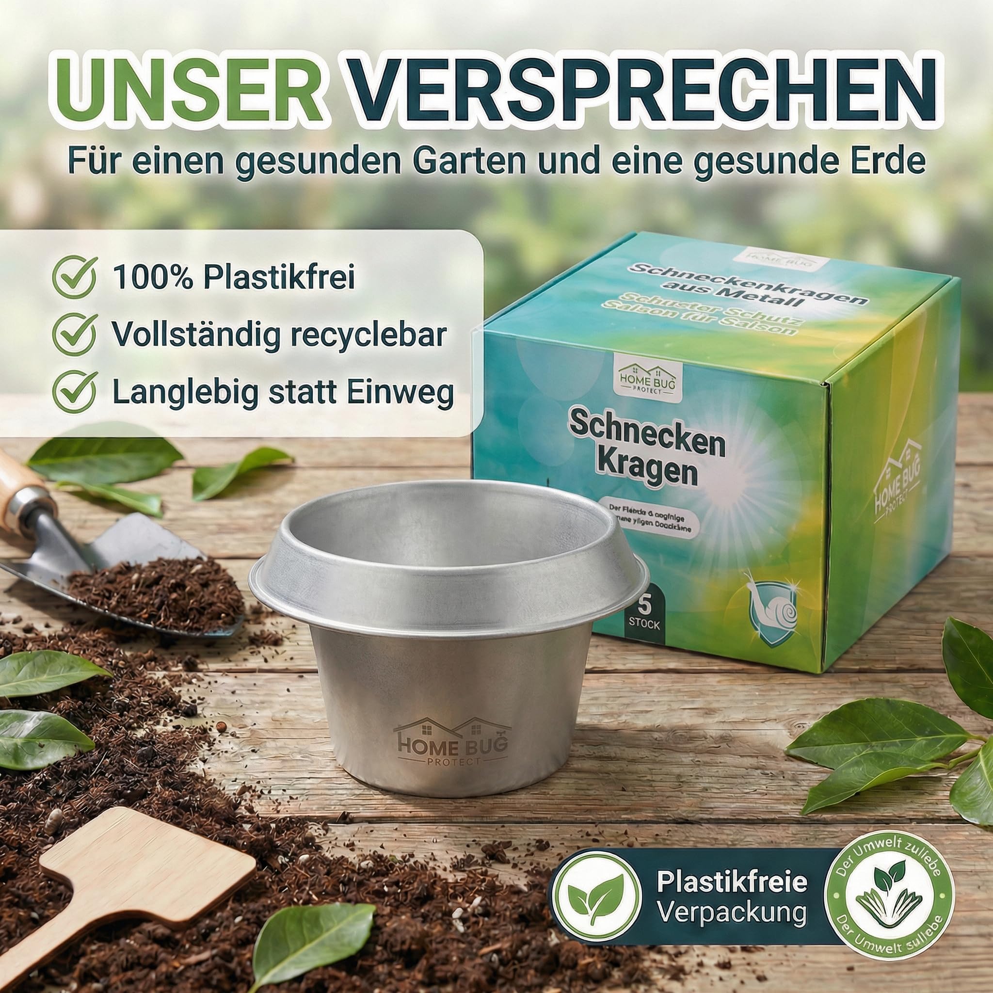Schneckenkragen aus Metall – effektiver Schneckenschutz für Hochbeet, Garten & Gemüsebeet – galvanisiert & wiederverwendbar – Schneckenschutzring